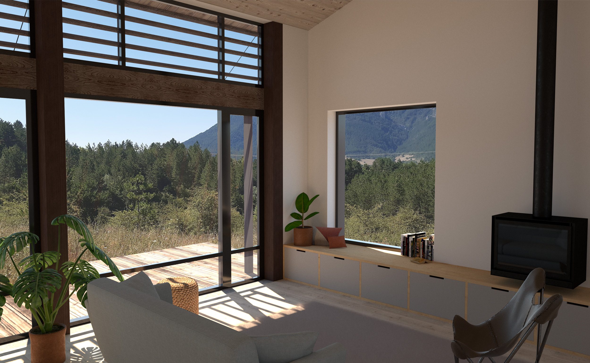 Vue intérieure d'une maison neuve